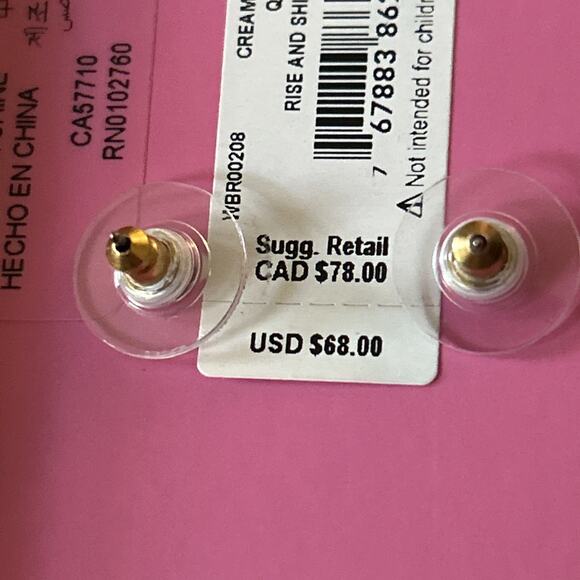 Kate Spade 2 Set Crystal Earrings & Fauz Pearl Gold Tone Post New Pouch $68 Lot - Picture 3 of 3